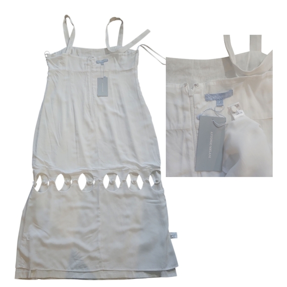 Antonio Melani Linen Blend Square Neck Sleeveless Cut Out Sheath Midi Dress - Picture 6 of 7